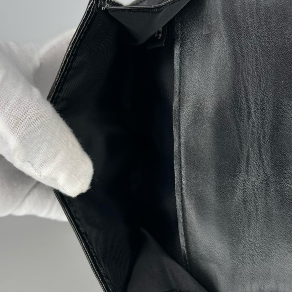 🖤BURBERRY Black/Grey Beat Check Nylon And Patent Leather Penrose Compact Wallet - Picture 4 of 7